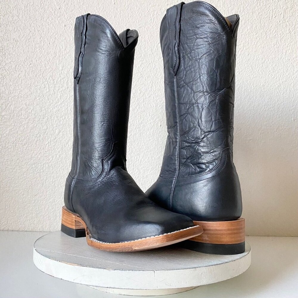 Classic Black Leather Cowboy Boots